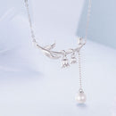 925 Sterling Silver Necklace with Quality Shell Pearl & Platinum Plating, 380mm Length for Women