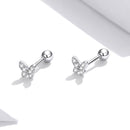 925 Sterling Silver Earrings with CZ in Pavé Setting - 0.4*0.5cm - Women
