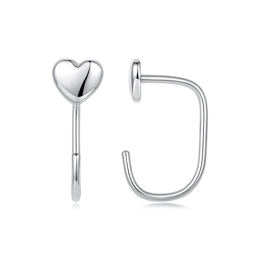925 Silver White Gold Plated 1.4cm Brass Earrings for Women