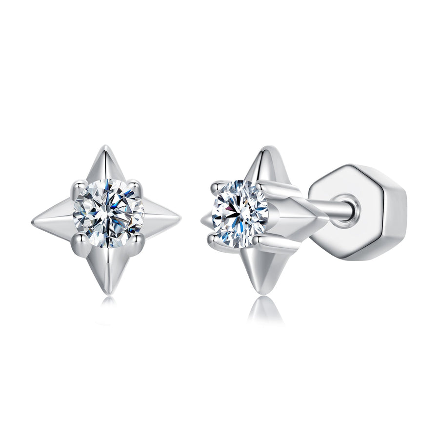 925 Sterling Silver 0.1 Carat Moissanite Earrings for Women