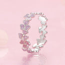 925 Sterling Silver Enamel Platinum Plated Ring Size 6 for Women