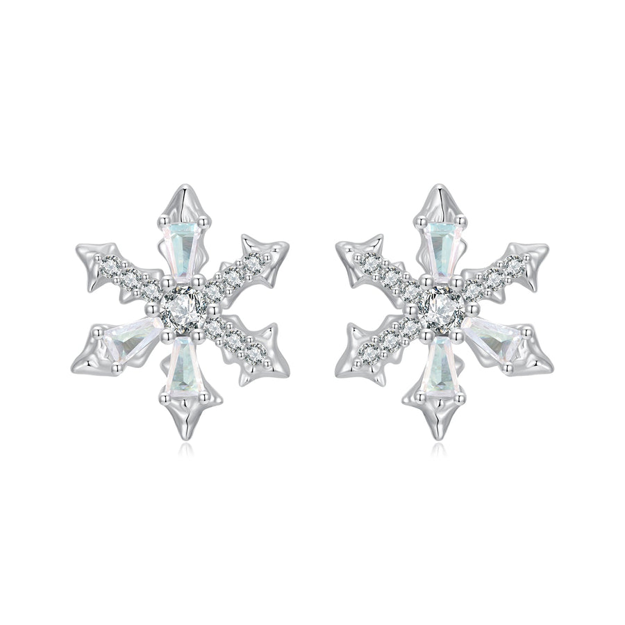 925 Sterling Silver Earrings with Plated White Gold and CZ