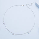 925 Sterling Silver Plated White Gold Pendant Necklace with CZ Charm for Women 38+6cm