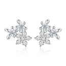 925 Sterling Silver Earrings with CZ in Pavé Setting, 0.6*0.7cm for Women