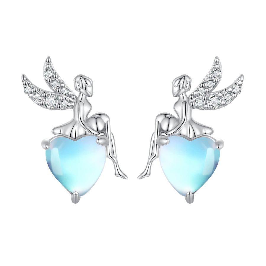 925 Sterling Silver Moonstone CZ Earrings for Women