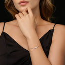 925 Sterling Silver Moissanite Bracelet for Women, Plated White Gold, 15+6cm