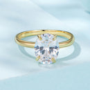 925 Sterling Silver 3.5 Carat Oval Zircon Ring with White Gold Plating for Women