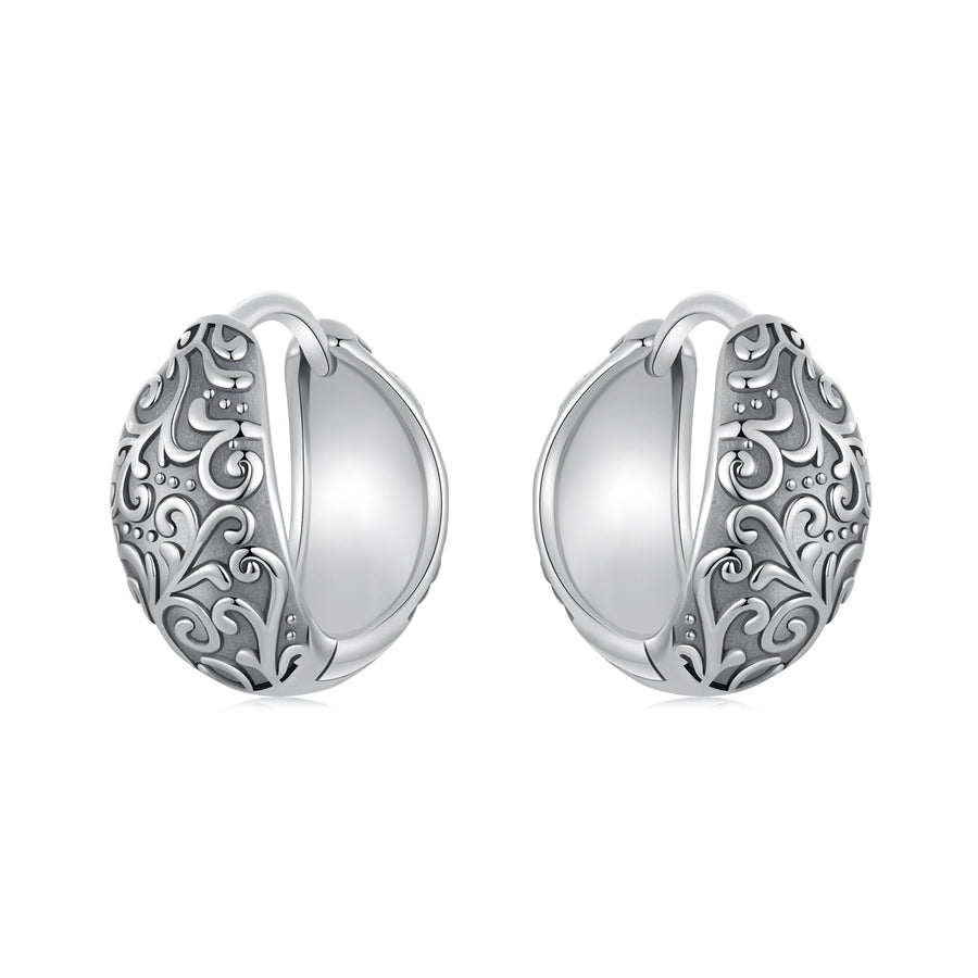 925 Sterling Silver Oxidized Silver Earrings 1.2*0.6cm for Women