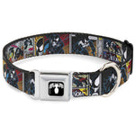 Venom Spider Logo Black/White Seatbelt Buckle Collar - Venom Comic Book Panels