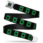 Green Lantern Logo CLOSE-UP Black Green Seatbelt Belt - Green Lantern Logo Black/Green Webbing