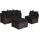 4 Pieces Ottoman Garden Patio Rattan Wicker Furniture Set with Cushion-Gray