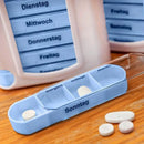 Weekly Pill Organizer with 28 Compartments - Detachable, Sealed Medicine Storage Box for Pills & Candy - White/Blue