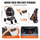 Pet Stroller - 4 Wheels Dog Stroller Rotate with Brakes, 66 lbs Weight Capacity, Puppy Stroller with Detachable Carrier, Storage Basket and Pet Pad, for Small to Medium Sized Dogs, Black