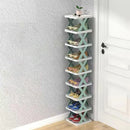 9Tier Narrow Entryway Shoe Rack Plastic Vertical Shoe Organizer Space Saving Free Standing Shoes Storage Shelf Closet Hallway