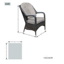 Direct Wicker Patio Fire Pit Dining Set 6-Seat Rectangular Aluminum Table with Rattan Chairs