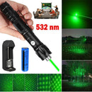 Green Laser Pointer Pen Astronomy Star Visible Beam Lazer+Battery+Charger
