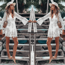 Lace Bathing Suit Cover Up Boho Beach Women Maxi Bikini Sundress Dress Summer US