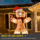 HOMCOM 8ft Christmas Inflatable Gingerbread Man with a Candy Cane, Outdoor Blow-Up Yard Decoration with LED Lights Display