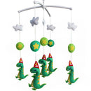 Handmade Baby Crib Musical Mobile Bell Baby Shower Gift Nursery Decor ; Green Dinosaur with Hat
