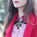 Jane Stone Fashion Statement Collar Necklace Vintage Openwork Bib Costume Jewelry