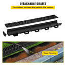 Trench Drain System, Channel Drain with Plastic Grate, 5.8x3.1-Inch HDPE Drainage Trench, Black Plastic Garage Floor Drain, 6x39 Trench Drain Grate, with 6 End Caps, for Garden, Driveway-6 Pack