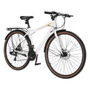 Hybrid Bike, Lightweight Aluminum Frame Bike, 700c Wheel Men Women Hybrid Bicycle, Step-Over Adult Urban City Commuter Bikes, with 24-Speed Shimano Drivetrain, Alloy Adjustable Stem, Dual Brakes