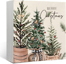 Christmas Decor Red Truck Christmas Wooden Box Signs Buffalo Plaid Christmas Decorations Christmas Decor for Home Office Bedroom Fireplace Car Tiered Tray Decor Christmas Gifts for Women 5x5