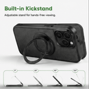 Magnetic Carbon Fiber Phone Case for iPhone 13 14 15 16 17 Series, Built-in Rotatable Kickstand Shockproof Protective Cover Compatible with MagSafe Wireless Charging