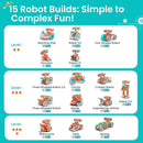 Solar Robot Building Kit Christmas STEM Gift for Boys Aged 8-14, 15-in-1 DIY Science Educational Robotic Set, Solar or Battery Powered Toy for Kids Birthday with 212 Pieces