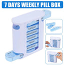 Weekly Pill Organizer with 28 Compartments - Detachable, Sealed Medicine Storage Box for Pills & Candy - White/Blue