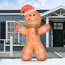 HOMCOM 8ft Christmas Inflatable Gingerbread Man with a Candy Cane, Outdoor Blow-Up Yard Decoration with LED Lights Display
