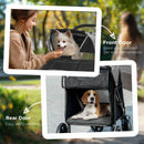 PawHut Pet Stroller Dog Cat Carriage One Click Fold with Universal Front Wheels Shock Absorber Brakes Storage Bags Mesh Window