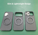Magnetic Carbon Fiber Phone Case for iPhone 13 14 15 16 17 Series, Built-in Rotatable Kickstand Shockproof Protective Cover Compatible with MagSafe Wireless Charging