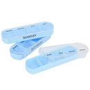 Weekly Pill Organizer with 28 Compartments - Detachable, Sealed Medicine Storage Box for Pills & Candy - White/Blue