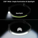 COB LED Headlamp USB Rechargeable Headlight Torch Work Light Bar Head Band Lamp