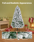 VEVOR Christmas Tree, 4ft Prelit Flocked Artificial Tree, Full Holiday Xmas Deco Trees with 120 Warm White LED Lights, 8 Lighting Modes & 539 Branch Tips for Home Party Office Decoration