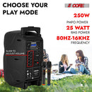 Party Starter Speaker Bluetooth 250W Big Monster Powered Rechargeable Outdoor PA DJ System w Disco Lights 2 Wireless Karaoke Mics Portable Rolling Speakers w Handle Black - ACTIVE HOME 8 2-MIC