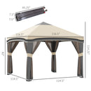 10x10 Pop Up Canopy, Netting, Foldable, Height Adjustable, Wheeled Carry Bag, 4 Sand Bags, Beige
