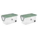Extra Large Storage Bin, 160 Quart Wheeled Clear Plastic Storage Container with Handle, Gray, Pack of 2