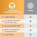 Fire Effect T6 T8 E12 LED Fire Candle Light Bulb Flame Flicker Tube Base Shape Novelty Lighting B11 Torch Bulbs 12mm Diameter Fitting, 100MM / 4.00" Total Length 120V 240V ST15 MED g16 ja8 cfl 6 Pack