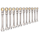 Flex-Head Ratcheting Wrench Set, 12-Piece Metric 8 mm to 19 mm, 72 Teeth, Cr-V Steel Ratchet Flexible Combination Wrench Set with Roll Up Pouch, for General Household and Automotive Repairs