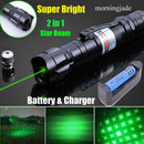 Green Laser Pointer Pen Astronomy Star Visible Beam Lazer+Battery+Charger