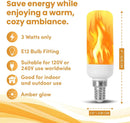 Fire Effect T6 T8 E12 LED Fire Candle Light Bulb Flame Flicker Tube Base Shape Novelty Lighting B11 Torch Bulbs 12mm Diameter Fitting, 100MM / 4.00" Total Length 120V 240V ST15 MED g16 ja8 cfl 6 Pack