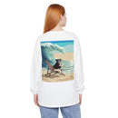 Surfing Dog Long Sleeve Tee | Retro Wave Beach Graphic