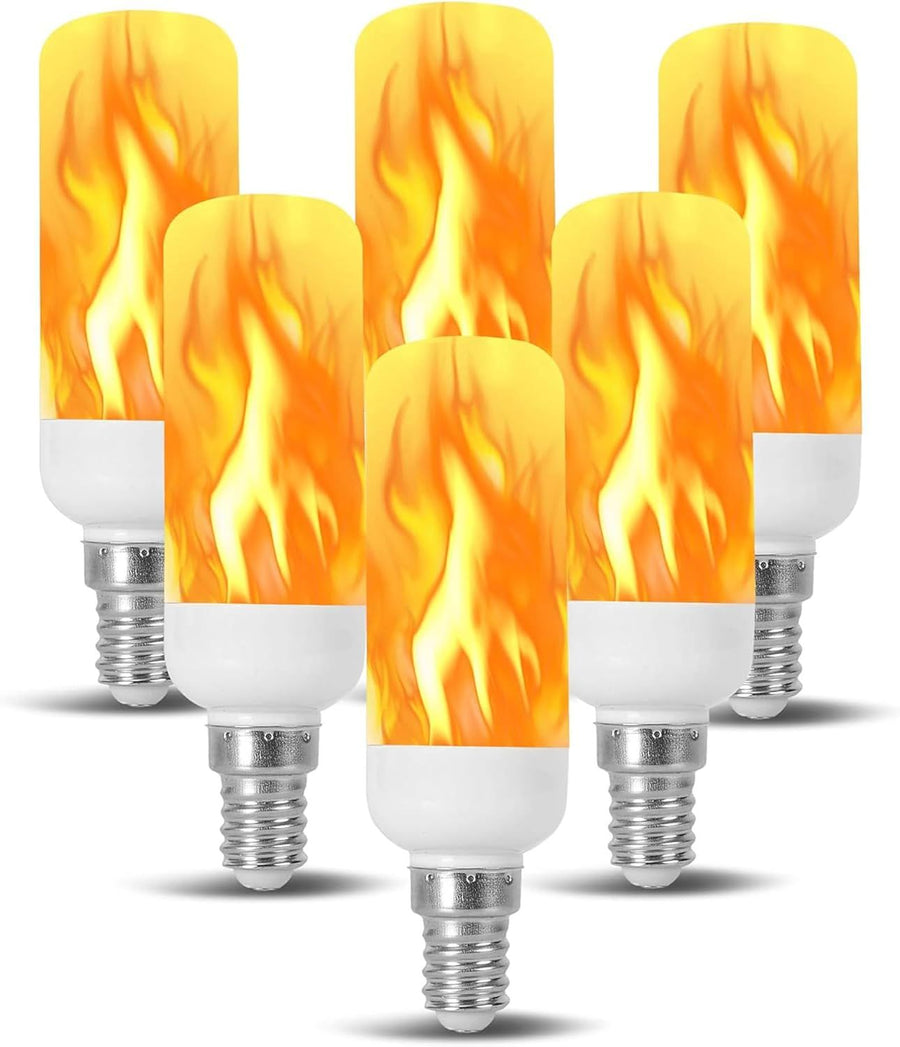 Fire Effect T6 T8 E12 LED Fire Candle Light Bulb Flame Flicker Tube Base Shape Novelty Lighting B11 Torch Bulbs 12mm Diameter Fitting, 100MM / 4.00