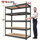 5-Tier Metal Garage Shelving Unit, Adjustable Storage Rack 35.5"W x 72"H x 15.8"D, Multi-Purpose Organizer for Garage, Basement, Utility Room, and Storage Spaces