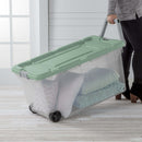 Extra Large Storage Bin, 160 Quart Wheeled Clear Plastic Storage Container with Handle, Gray, Pack of 2