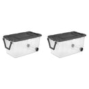 Extra Large Storage Bin, 160 Quart Wheeled Clear Plastic Storage Container with Handle, Gray, Pack of 2