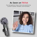 Wireless Microphone for iPhone, iPad, Android, Lavalier Microphone for Video Recording - 2 Pack iPhone Mic Crystal Clear Recording with USB-C for Podcast Microphone, ASMR, TikTok