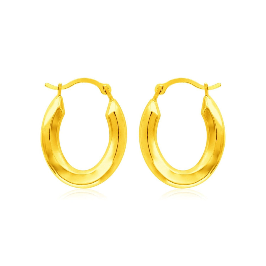 14k Yellow Gold Polished Oval Hoop Earrings